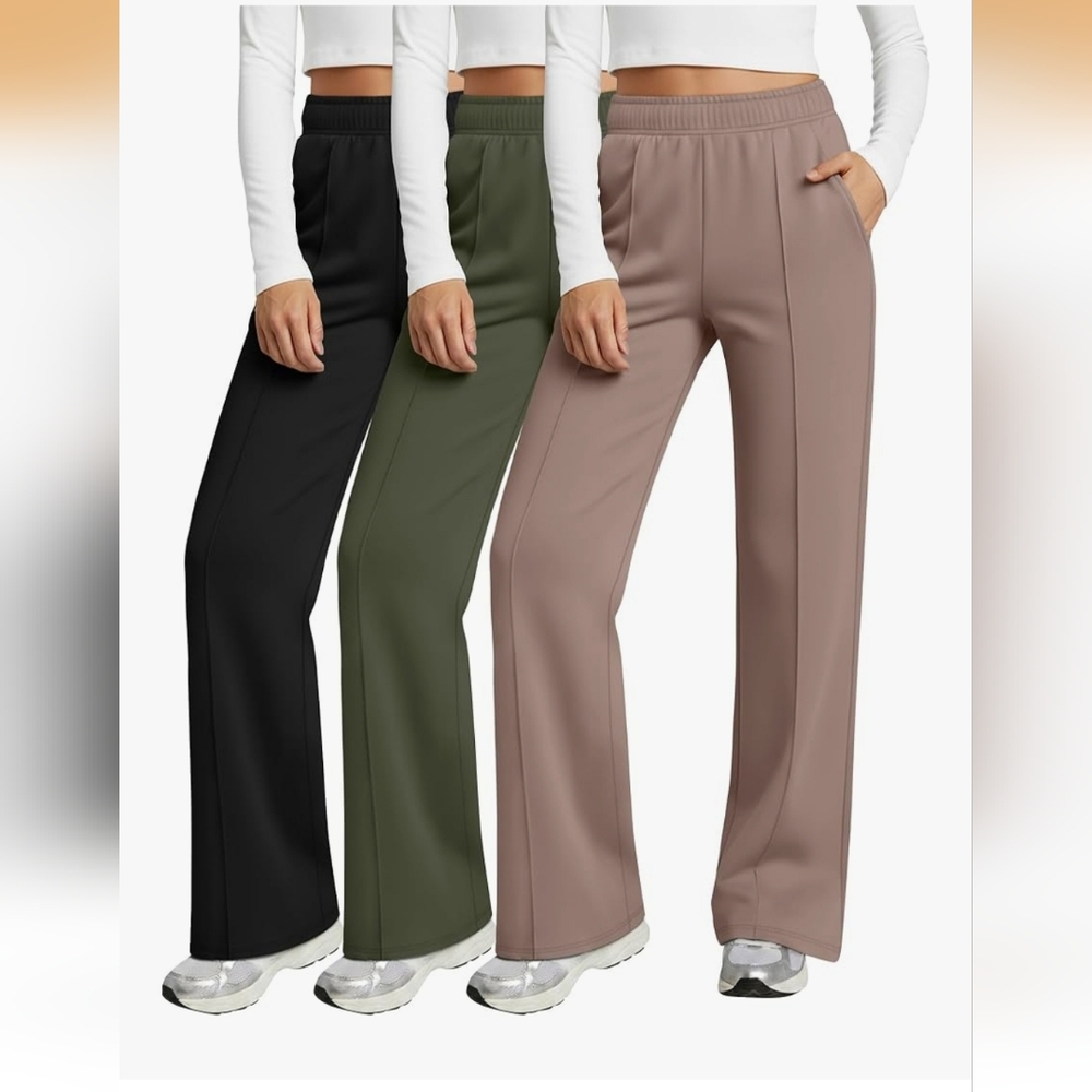 3 Pack Loose Joggers With Pockets - Medium - Black, Olive, and Taupe